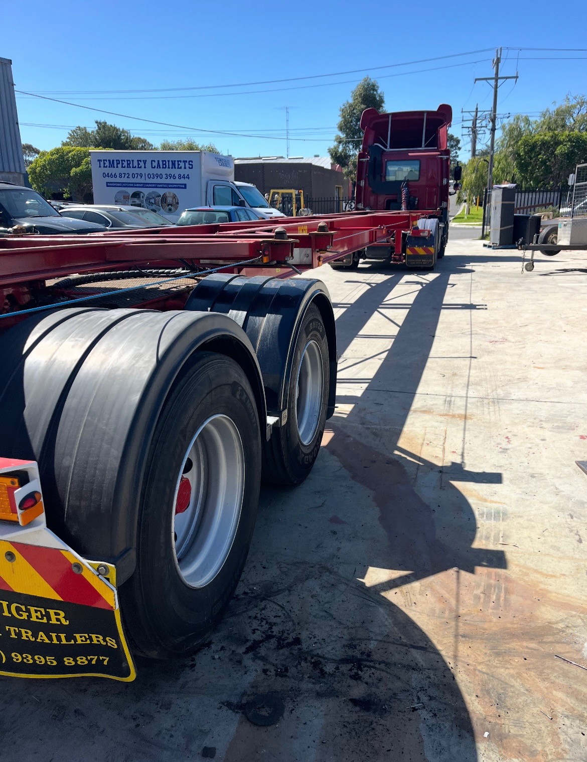 Red Trailer Chassis Transport